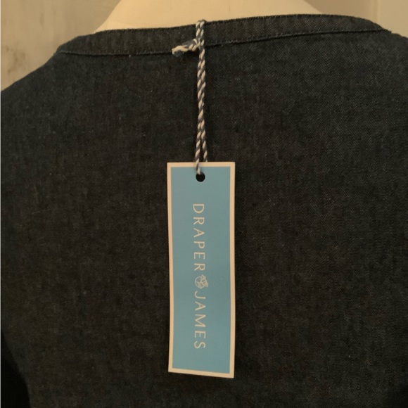 Draper James Blue Jean Dark Wash embroidered Chambray Ruffle Dress small 4  NWT - Picture 6 of 6